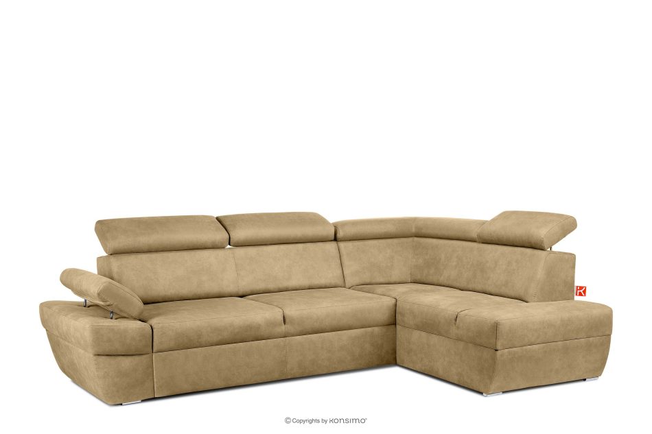 RATLO Ecksofa rechts mit Schlaffunktion in Leder-Optik in sandgelb sandfarben - Foto 2