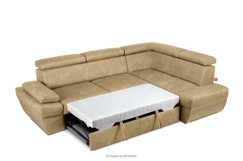 RATLO Ecksofa rechts mit Schlaffunktion in Leder-Optik in sandgelb sandfarben - Foto 5
