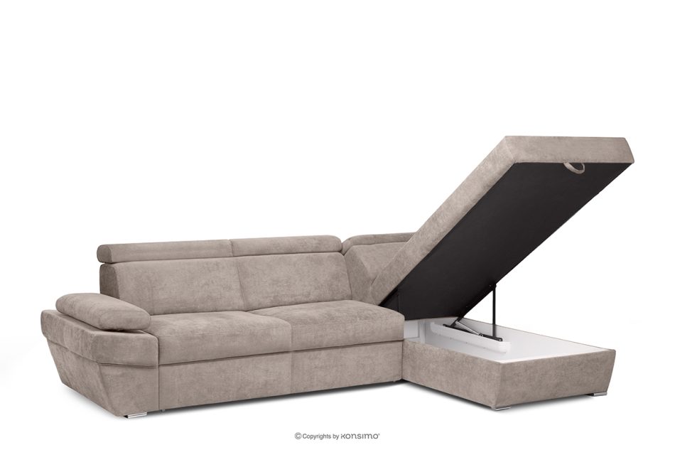 RATLO Ausklappbares Ecksofa mit Bettzeugcontainer beige rechts beige - Foto 4