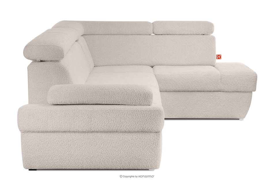 RATLO Ausklappbares Ecksofa mit Bettzeugcontainer hellbeige rechts Bouclé hellbeige - Foto 6