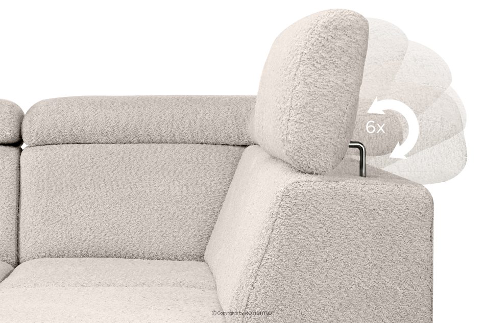 RATLO Ausklappbares Ecksofa mit Bettzeugcontainer hellbeige rechts Bouclé hellbeige - Foto 11