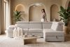 RATLO Ausklappbares Ecksofa mit Bettzeugcontainer hellbeige rechts Bouclé hellbeige - Foto 16