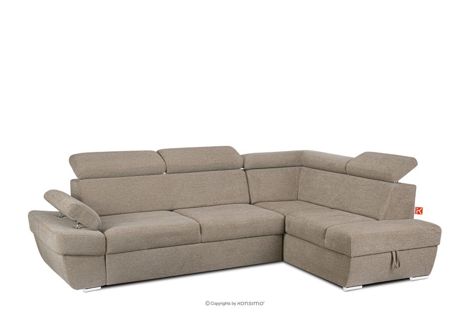RATLO Ecksofa rechts mit Schlaffunktion und Bettzeugcontainer in dunkelbeige dunkelbeige - Foto 2