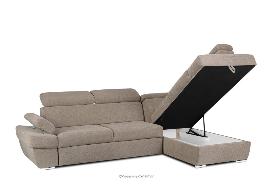 RATLO Ecksofa rechts mit Schlaffunktion und Bettzeugcontainer in dunkelbeige dunkelbeige - Foto 3