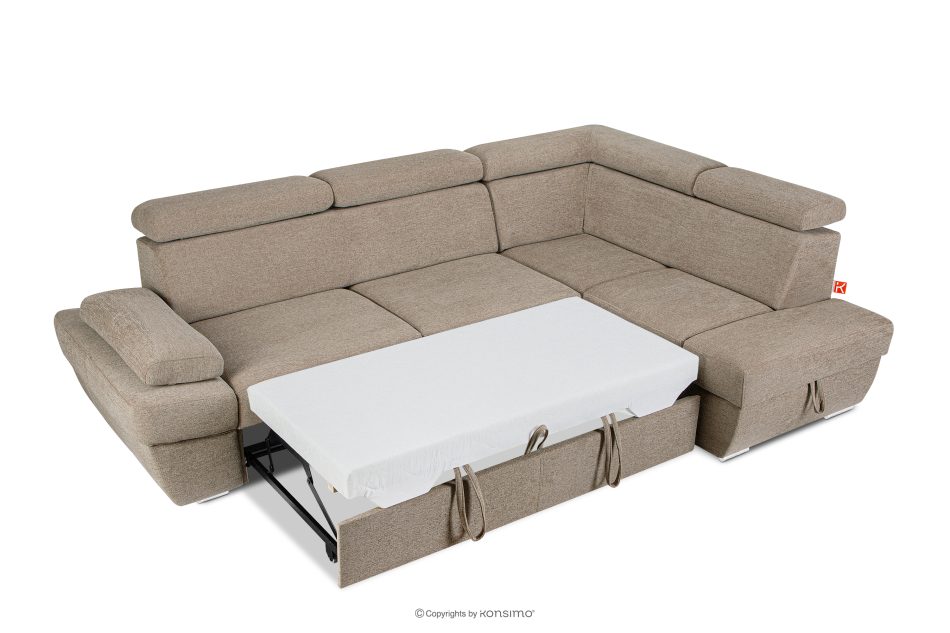 RATLO Ecksofa rechts mit Schlaffunktion und Bettzeugcontainer in dunkelbeige dunkelbeige - Foto 5