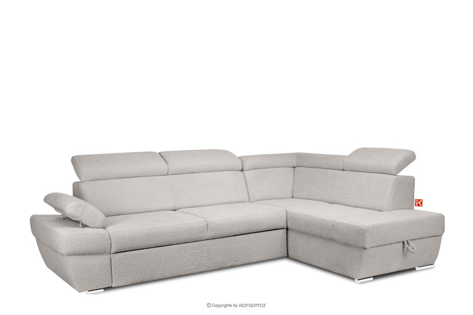 RATLO Ausklappbares Ecksofa mit Bettzeugcontainer braun rechts Bouclé braun - Foto 2
