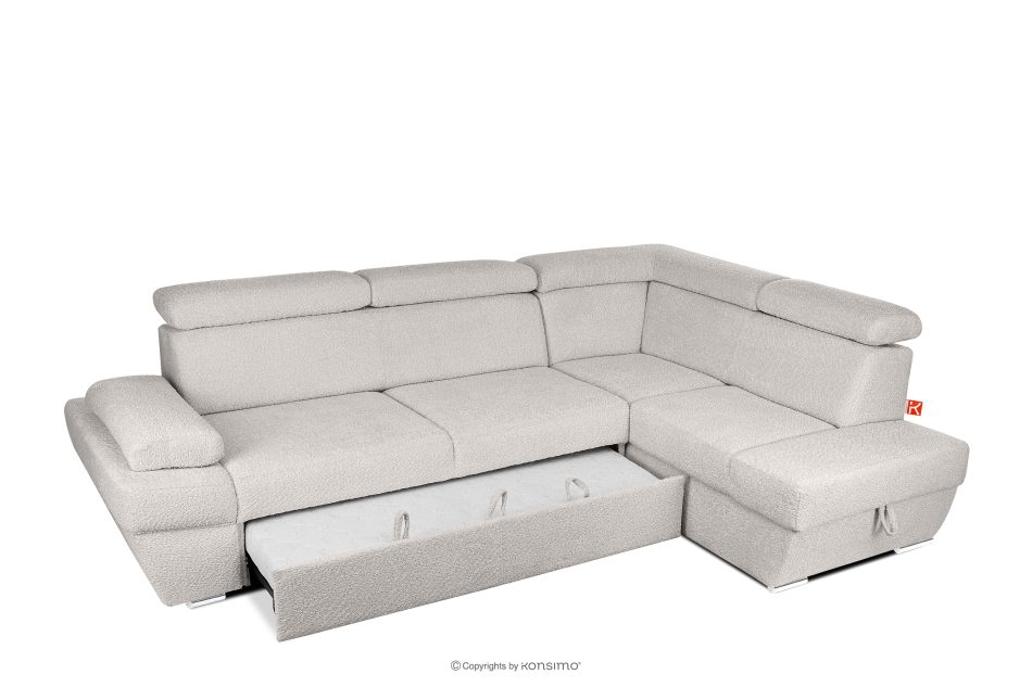 RATLO Ausklappbares Ecksofa mit Bettzeugcontainer braun rechts Bouclé braun - Foto 4