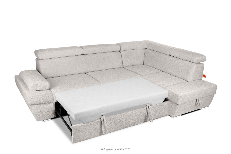 RATLO Ausklappbares Ecksofa mit Bettzeugcontainer braun rechts Bouclé braun - Foto 5