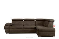 Ecksofa rechts mit Schlaffunktion in Leder-Optik in dunkelbraun