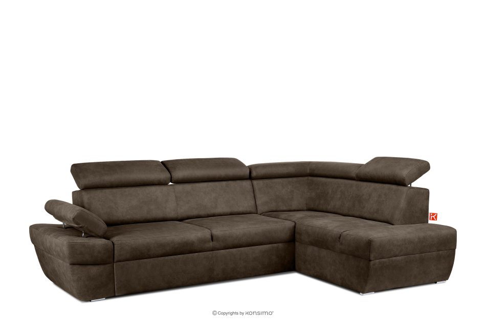 RATLO Ecksofa rechts mit Schlaffunktion in Leder-Optik in dunkelbraun Dunkelbraun - Foto 2