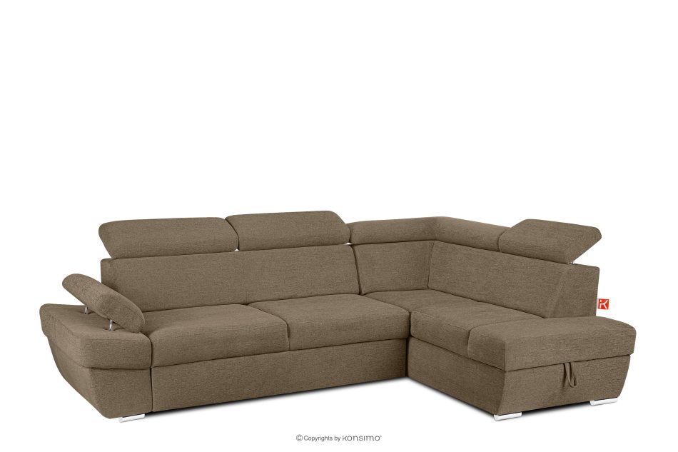 RATLO Ecksofa rechts mit Schlaffunktion und Bettzeugcontainer in hellbraun hellbraun - Foto 2