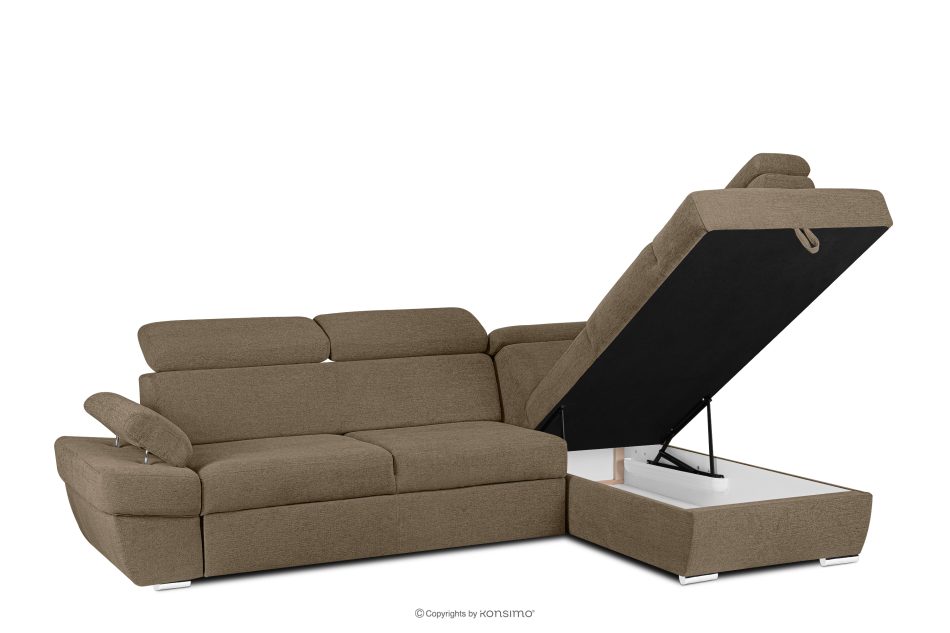 RATLO Ecksofa rechts mit Schlaffunktion und Bettzeugcontainer in hellbraun hellbraun - Foto 3