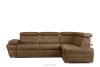 Ecksofa rechts mit Schlaffunktion in Leder-Optik in cappuccinobraun