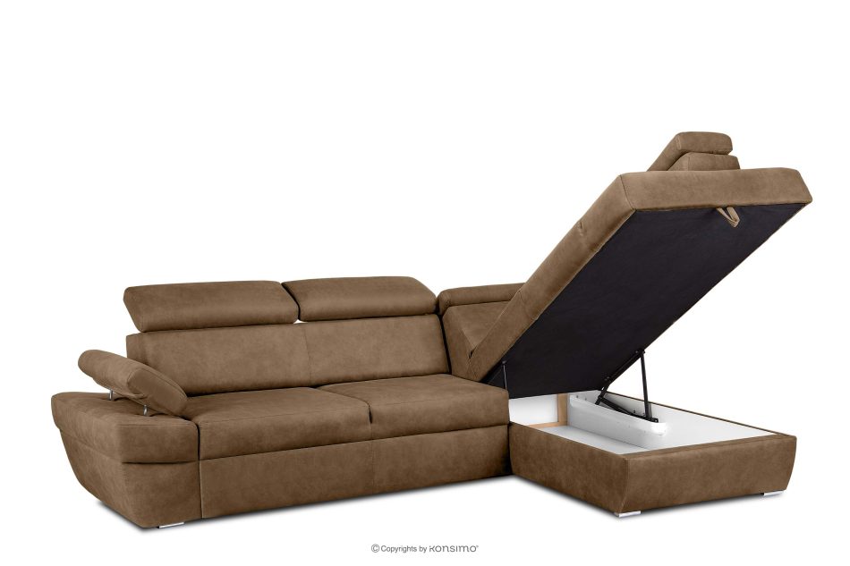 RATLO Ecksofa rechts mit Schlaffunktion in Leder-Optik in cappuccinobraun cappuccino - Foto 4