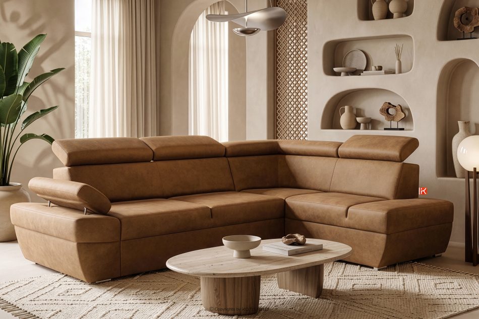 RATLO Ecksofa rechts mit Schlaffunktion in Leder-Optik rostbraun rost - Foto 1