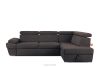 Ecksofa rechts mit Schlaffunktion und Bettzeugcontainer in marineblau/braun