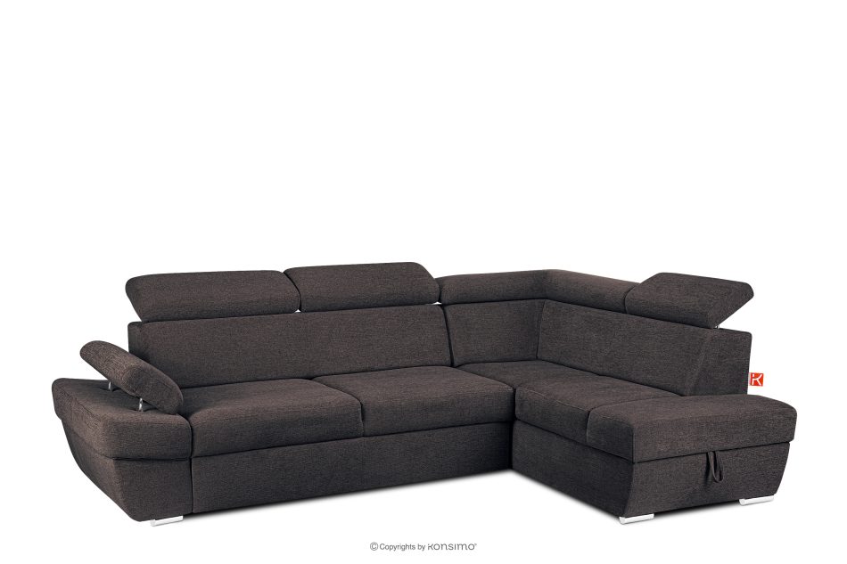 RATLO Ecksofa rechts mit Schlaffunktion und Bettzeugcontainer in marineblau/braun marineblau/braun - Foto 2