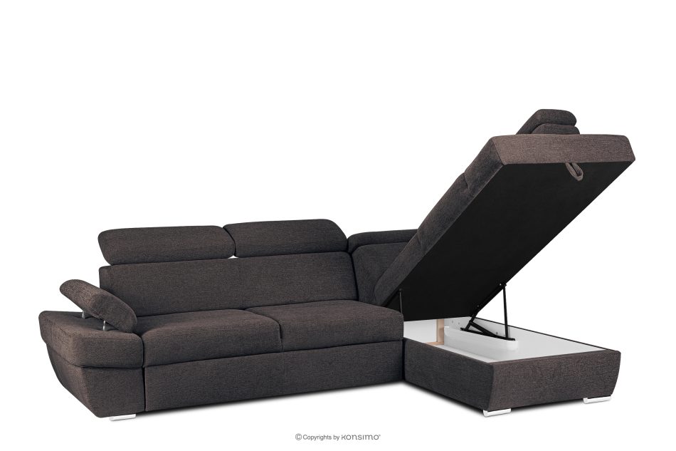 RATLO Ecksofa rechts mit Schlaffunktion und Bettzeugcontainer in marineblau/braun marineblau/braun - Foto 3