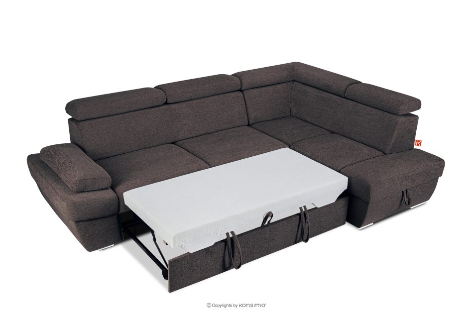 RATLO Ecksofa rechts mit Schlaffunktion und Bettzeugcontainer in marineblau/braun marineblau/braun - Foto 5