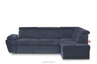 Ausklappbares Ecksofa mit Bettzeugcontainer navy blau rechts