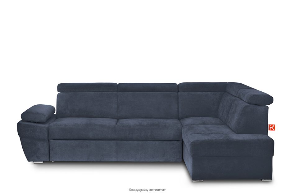 RATLO Ausklappbares Ecksofa mit Bettzeugcontainer navy blau rechts marineblau - Foto 0