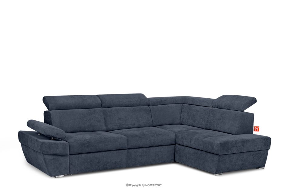 RATLO Ausklappbares Ecksofa mit Bettzeugcontainer navy blau rechts marineblau - Foto 2