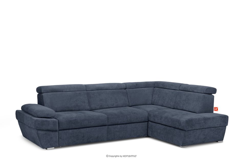 RATLO Ausklappbares Ecksofa mit Bettzeugcontainer navy blau rechts marineblau - Foto 3