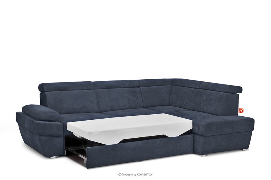 RATLO Ausklappbares Ecksofa mit Bettzeugcontainer navy blau rechts marineblau - Foto 5