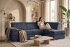 RATLO Ausklappbares Ecksofa mit Bettzeugcontainer navy blau rechts marineblau - Foto 12
