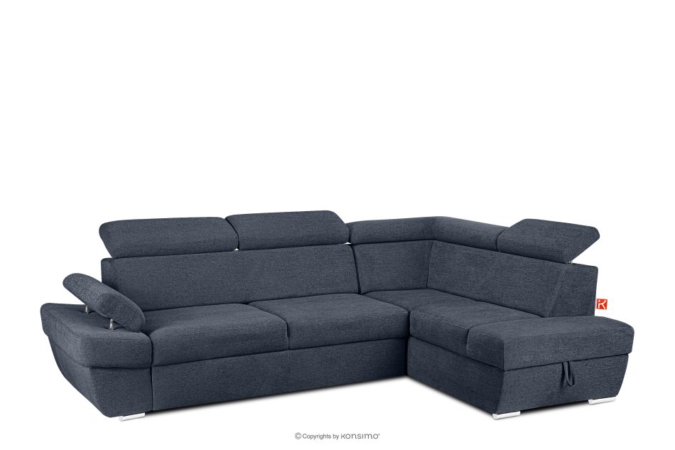 RATLO Ecksofa rechts mit Schlaffunktion und Bettzeugcontainer in dunkelblau dunkelblau - Foto 2