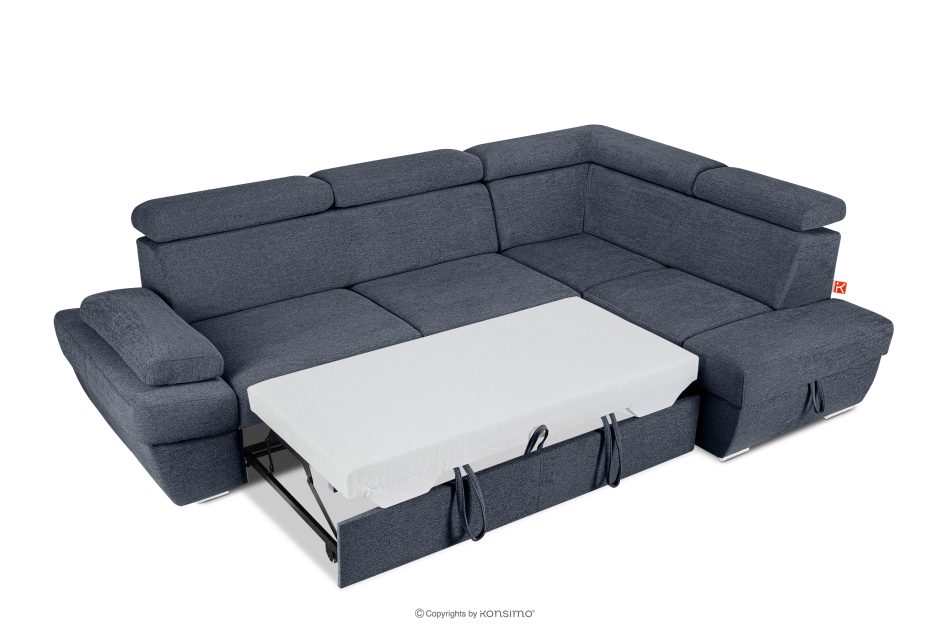 RATLO Ecksofa rechts mit Schlaffunktion und Bettzeugcontainer in dunkelblau dunkelblau - Foto 5