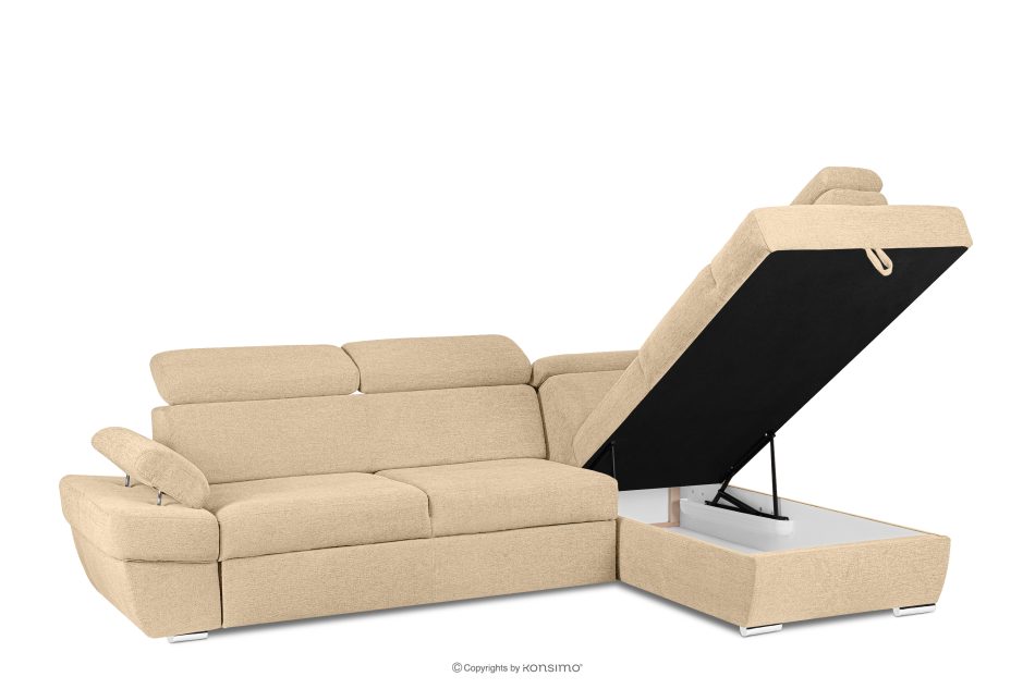 RATLO Ecksofa rechts mit Schlaffunktion und Bettzeugcontainer in ecrufarben ecrufarben - Foto 3