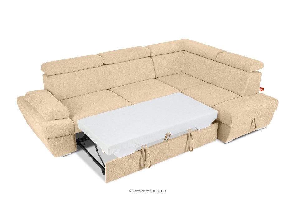 RATLO Ecksofa rechts mit Schlaffunktion und Bettzeugcontainer in ecrufarben ecrufarben - Foto 5