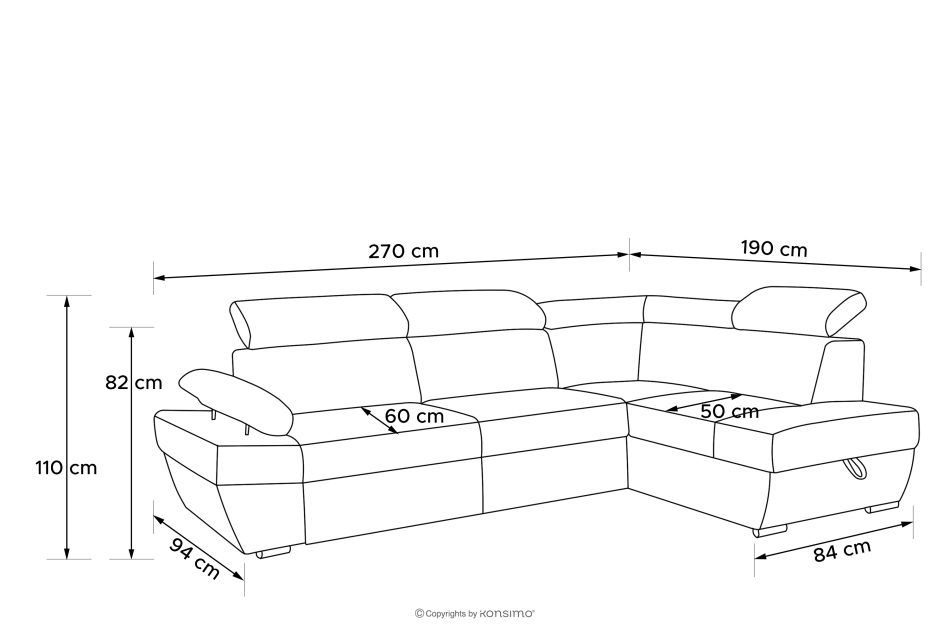 RATLO Ausklappbares Ecksofa mit Bettzeugcontainer grau rechts dunkelgrau - Foto 13