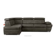 Ecksofa links mit Schlaffunktion in Leder-Optik in anthrazitfarben