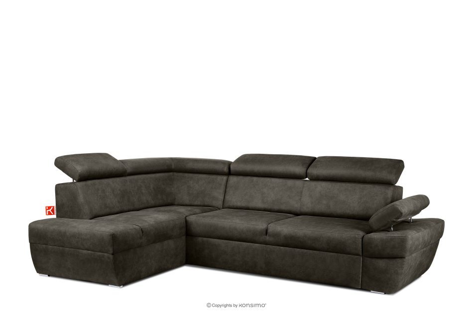 RATLO Ecksofa links mit Schlaffunktion in Leder-Optik in anthrazitfarben anthrazit - Foto 2