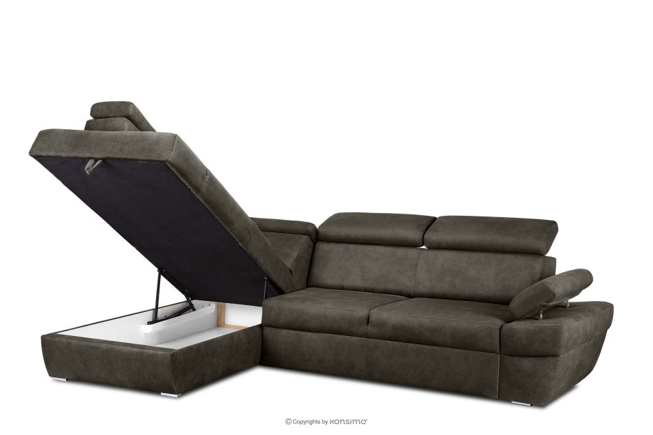 RATLO Ecksofa links mit Schlaffunktion in Leder-Optik in anthrazitfarben anthrazit - Foto 4