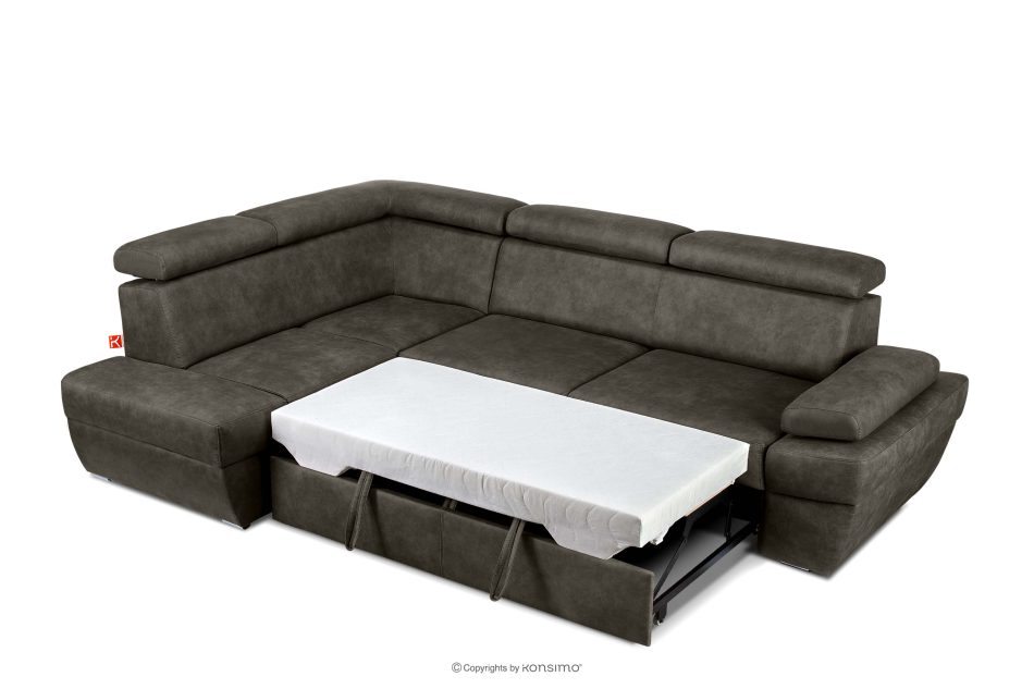 RATLO Ecksofa links mit Schlaffunktion in Leder-Optik in anthrazitfarben anthrazit - Foto 5