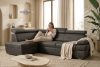 RATLO Ecksofa links mit Schlaffunktion in Leder-Optik in anthrazitfarben anthrazit - Foto 17