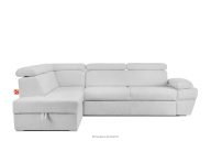 Ausklappbares Ecksofa mit Bettzeugcontainer grau links Bouclé