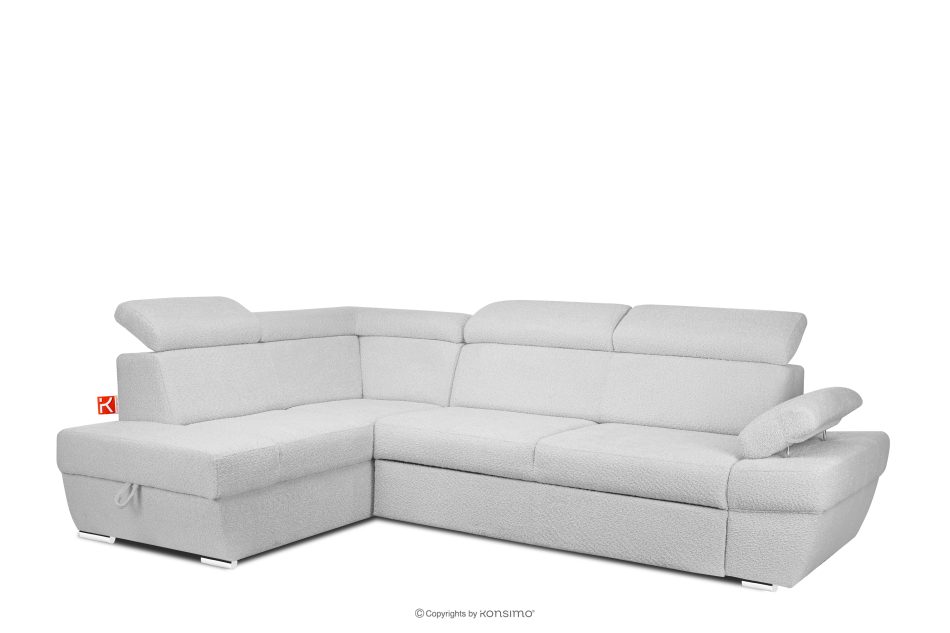 RATLO Ausklappbares Ecksofa mit Bettzeugcontainer grau links Bouclé grau - Foto 2