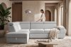 RATLO Ausklappbares Ecksofa mit Bettzeugcontainer grau links Bouclé grau - Foto 16
