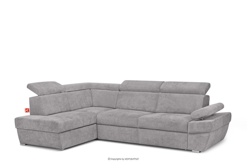RATLO Ausklappbares Ecksofa mit Bettzeugablage hellgrau links hellgrau - Foto 2