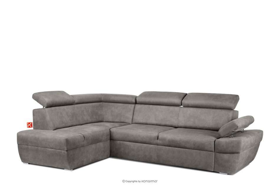 RATLO Ecksofa links mit Schlaffunktion in Leder-Optik in stahlgrau Stahl - Foto 2
