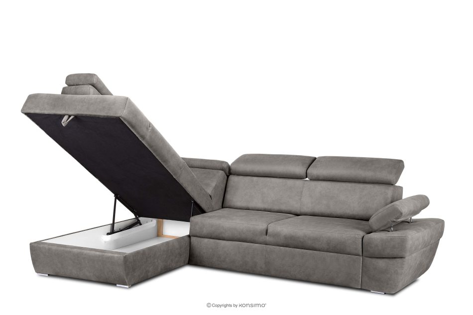 RATLO Ecksofa links mit Schlaffunktion in Leder-Optik in stahlgrau Stahl - Foto 4
