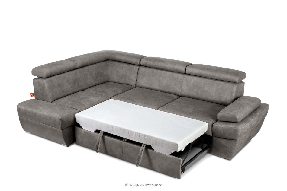 RATLO Ecksofa links mit Schlaffunktion in Leder-Optik in stahlgrau Stahl - Foto 5