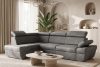 RATLO Ecksofa links mit Schlaffunktion in Leder-Optik in stahlgrau Stahl - Foto 2