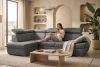 RATLO Ecksofa links mit Schlaffunktion in Leder-Optik in stahlgrau Stahl - Foto 17