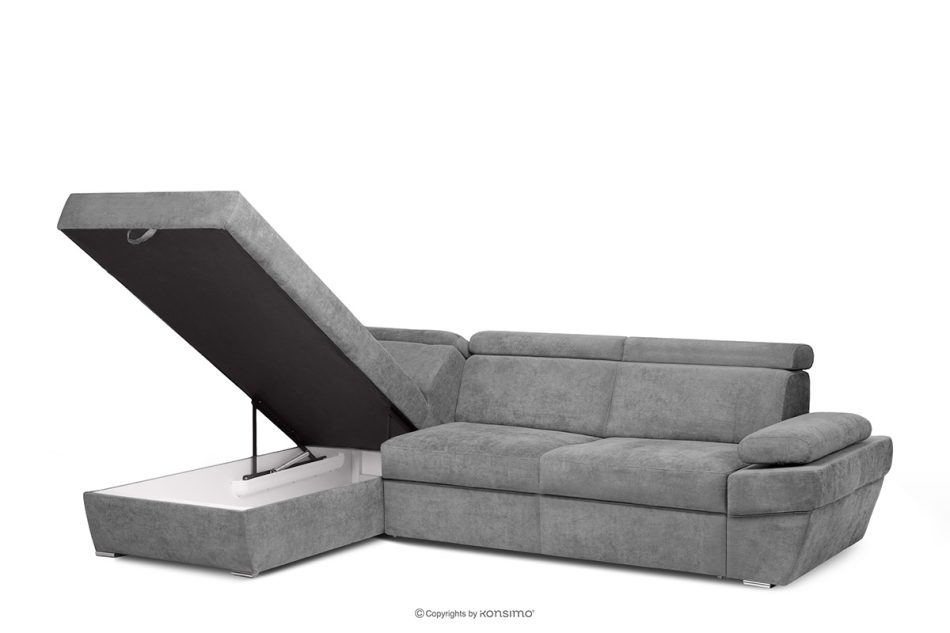 RATLO Ausklappbares Ecksofa mit Bettzeugcontainer grau links dunkelgrau - Foto 4