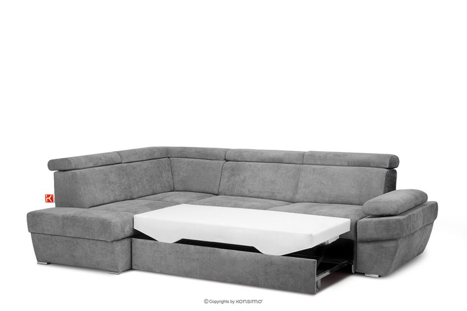 RATLO Ausklappbares Ecksofa mit Bettzeugcontainer grau links dunkelgrau - Foto 5